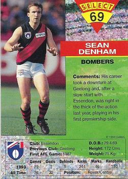 1994 Select AFL #69 Sean Denham Back